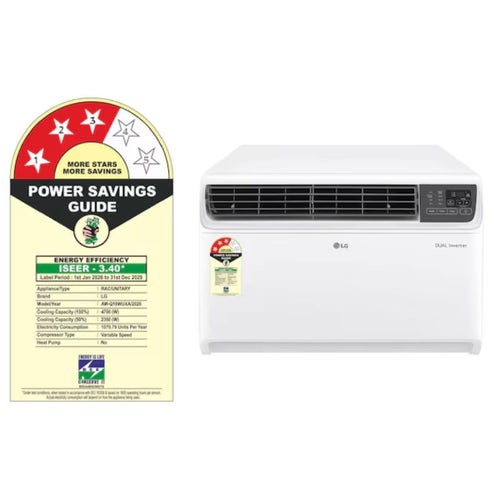LG 1.5 Ton 3 Star DUAL Inverter Window AC | 100% Copper Tubes | Convertible 4-in-1 Cooling | Top Air Discharge | Super Silent Operation (AW-Q18WUXA, 2026 Model - New BEE Star Rated) White
