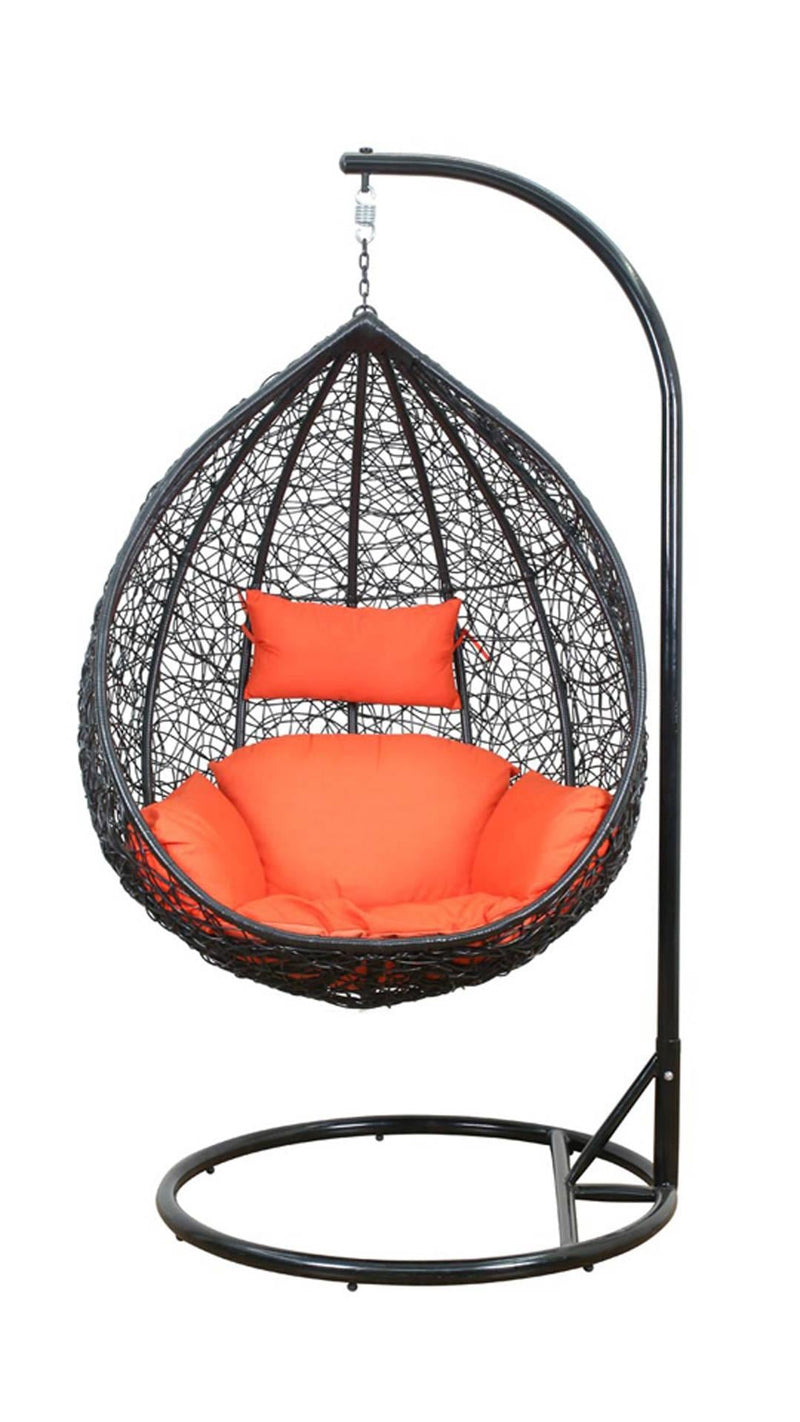 Santa Single Seater Hanging Swing With Stand For Balcony , Garden Swing (Dark Brown)