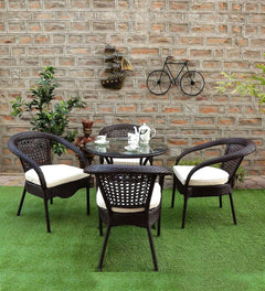 Moonpie Outdoor Patio Seating Set 4 Chairs and 1 Table Set (Dark Brown)