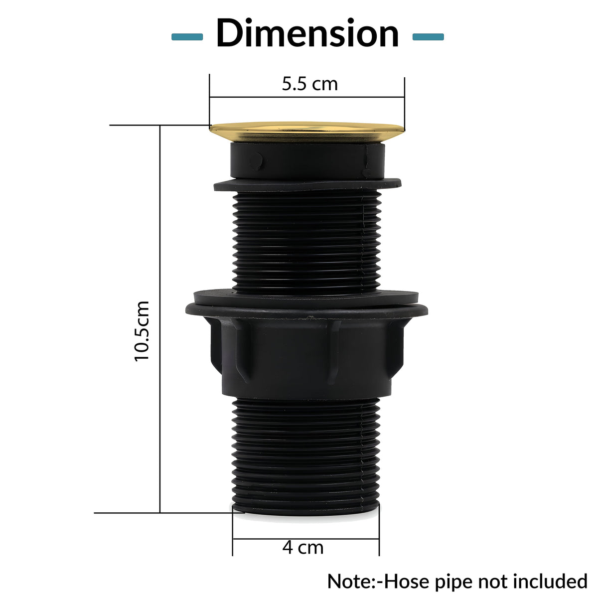 Plantex Brass with Nylon 4 inch Full Thread Waste Coupling for Wash Basin/Coupling for Sink - Pack of 1 (BH-1116, Gold)-2