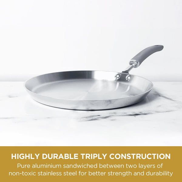 Meyer Trivantage Stainless Steel Triply Cookware Flat Tawa, 28cm