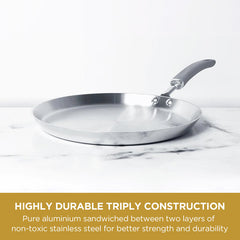 Meyer Trivantage Stainless Steel Triply Cookware Flat Tawa, 28cm