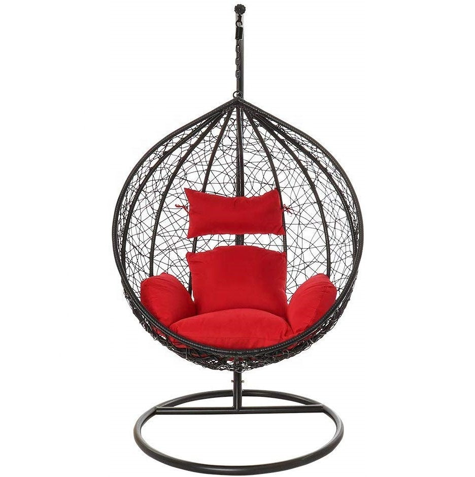 Lilo Single Seater Hanging Swing With Stand For Balcony , Garden (Black)