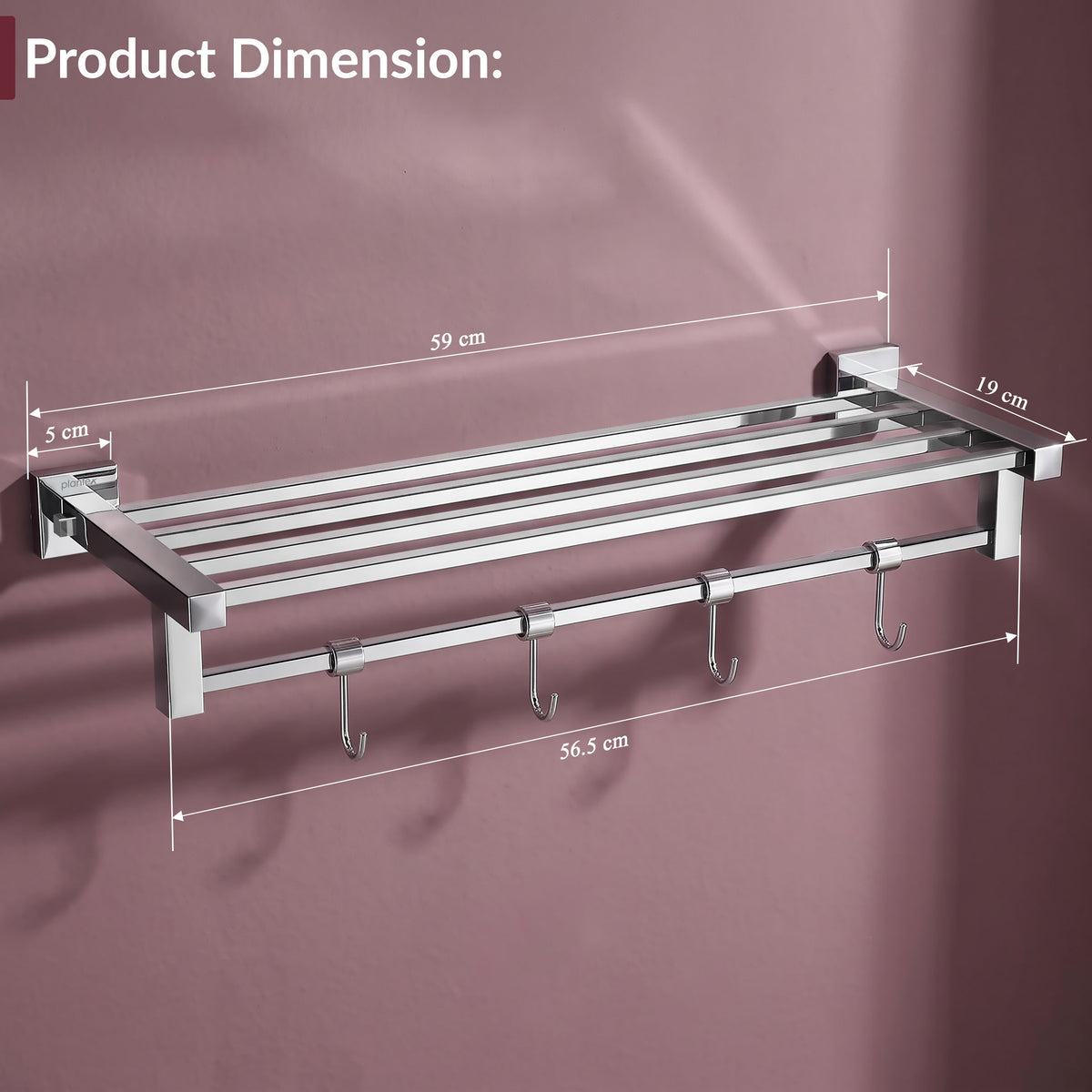 Plantex Heavy-Duty Stainless Steel Towel Rack for Bathroom/Towel Bar/Towel Holder/Bathroom Accessories (24 Inch-Chrome)- Pack of 1, Aqua-2