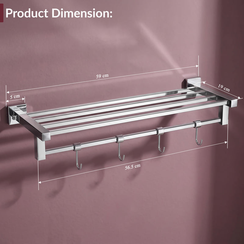Plantex Heavy-Duty Stainless Steel Towel Rack for Bathroom/Towel Bar/Towel Holder/Bathroom Accessories (24 Inch-Chrome)- Pack of 1, Aqua-2