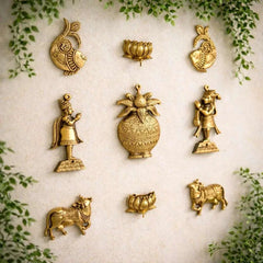 Brass Handcrafted Wall Decor Hanging Set (8.5 Inch)