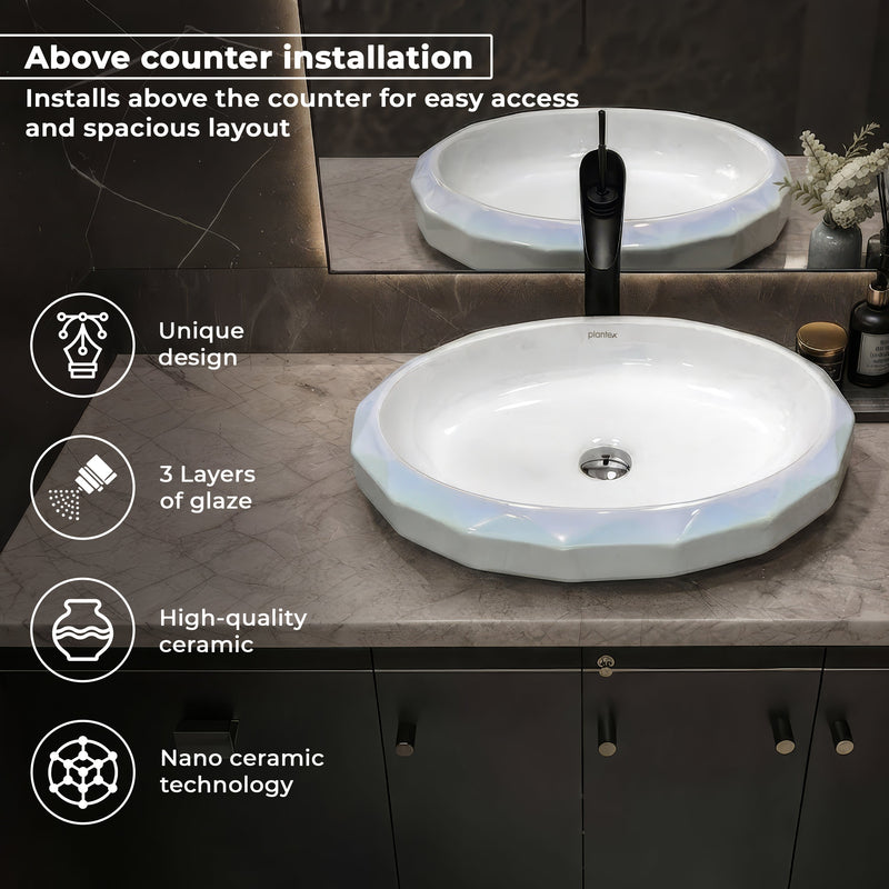Plantex Ceramic Basin for Bathroom/Table Top Ceramic Basin/Washbasin for Bathroom - (NC-938)-2