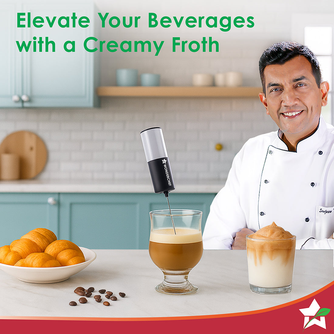 Wonderchef Regalia Milk Frother | Rich and Creamy Froth in Seconds | Stainless Steel Body & Whisk | AA Battery Operated 