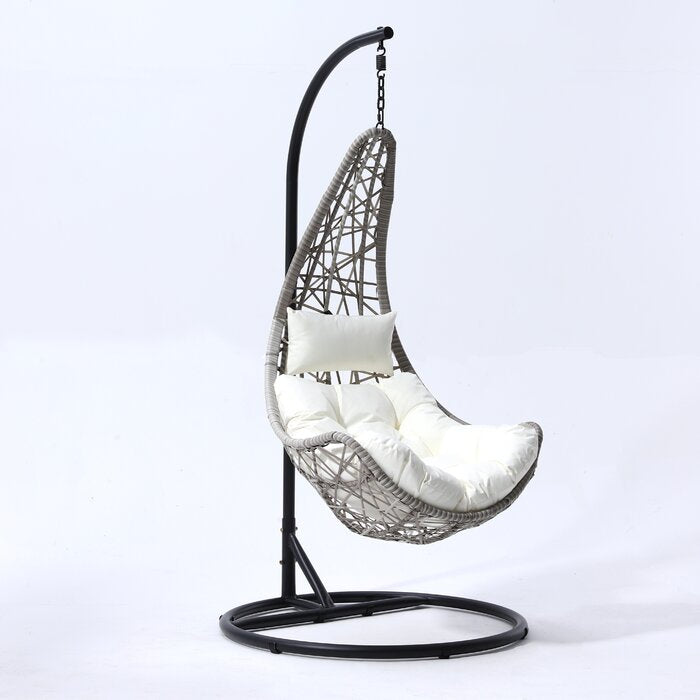 Anastasio Single Seater Hanging Swing With Stand For Balcony , Garden Swing (Sea shell)