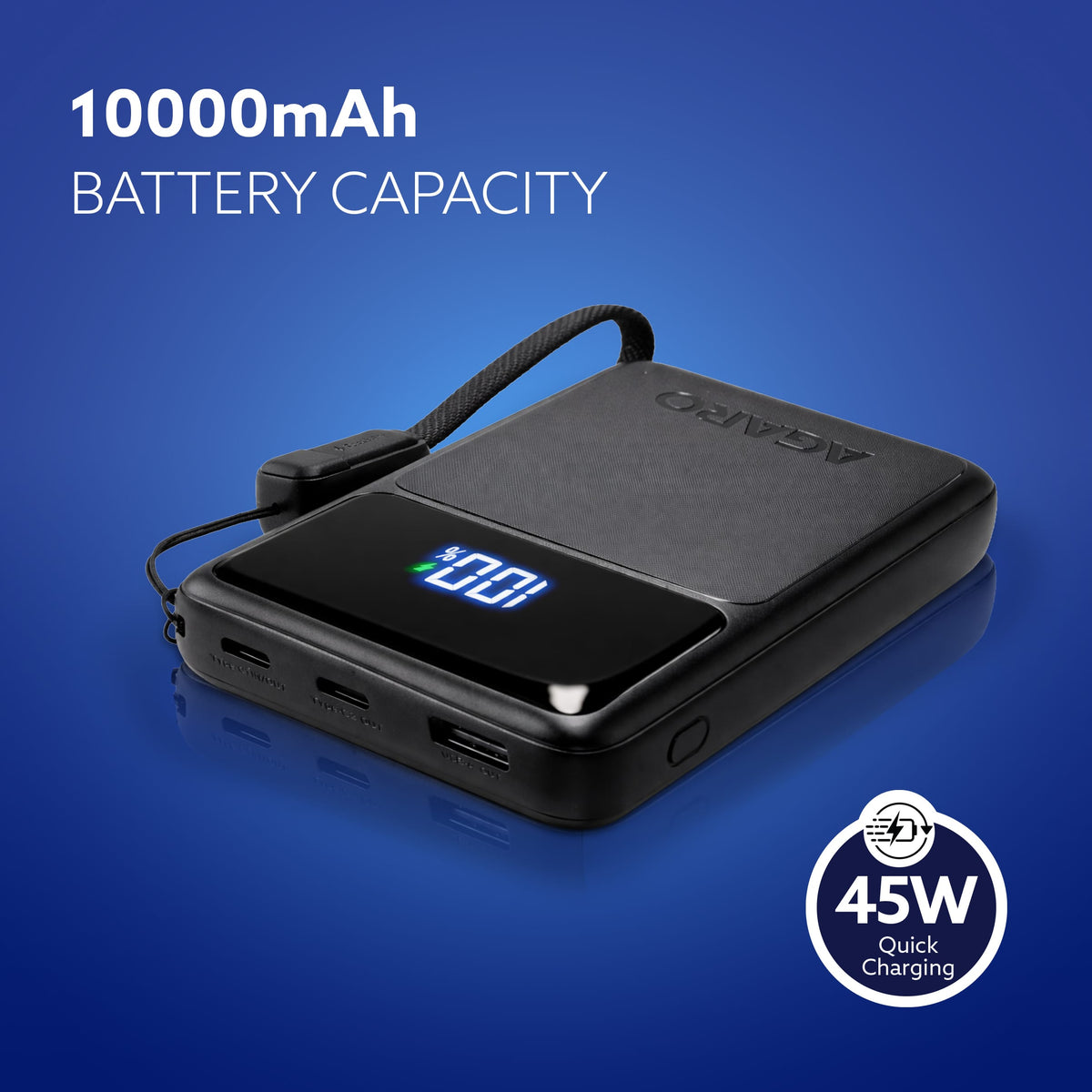 AGARO Ignite 10000 mAh Compact Power Bank, 45W Quick Charging for Smartphones-2