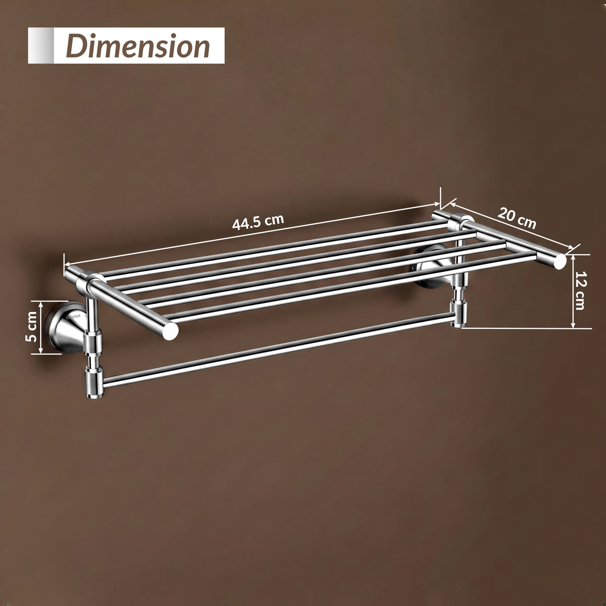 Plantex 304 Grade Stainless Steel Towel Rack for Bathroom/Towel Stand/Hanger/Bathroom Accessories - Niko (18 Inch-Chrome)-2