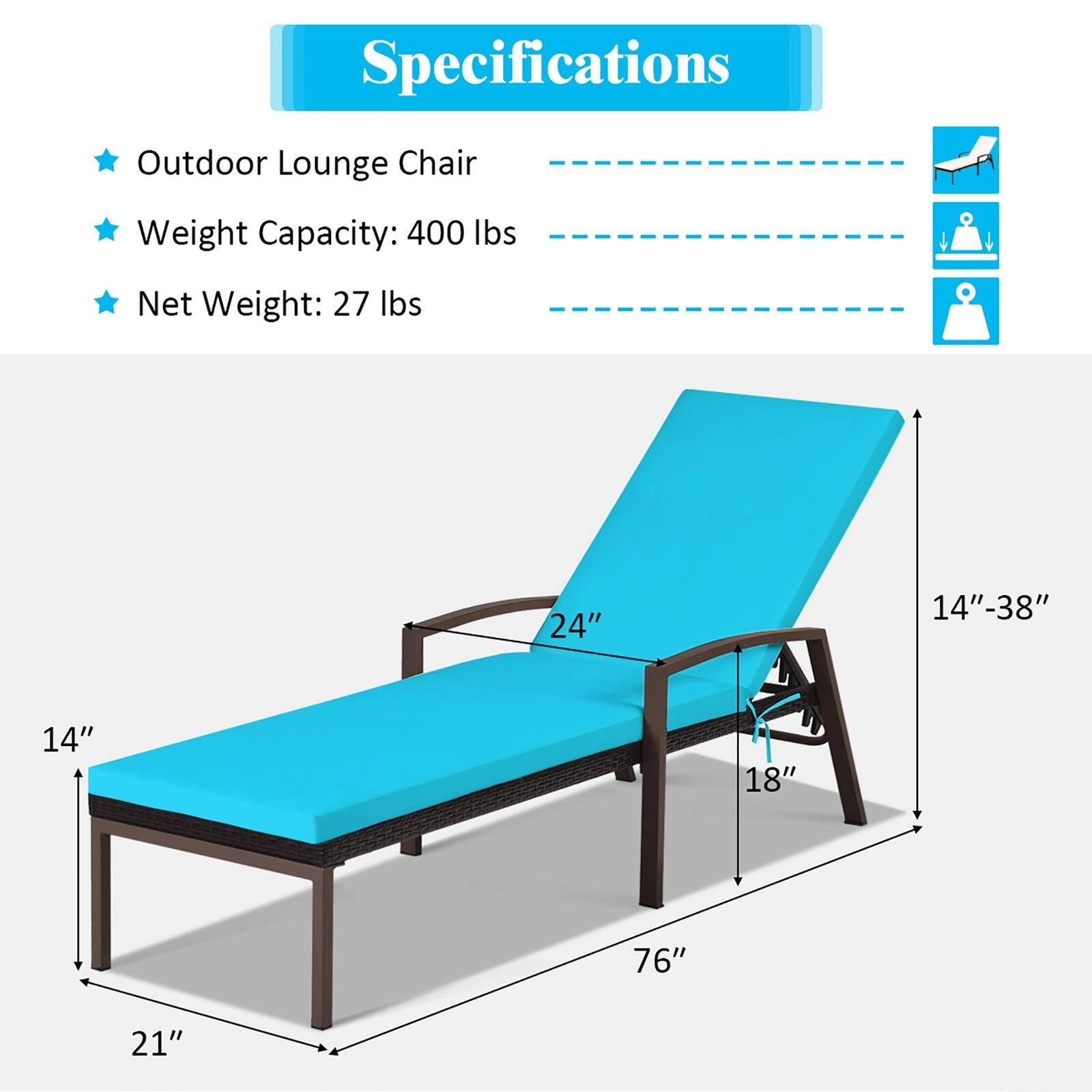 Epic Outdoor Swimming Poolside Lounger (Dark Brown)