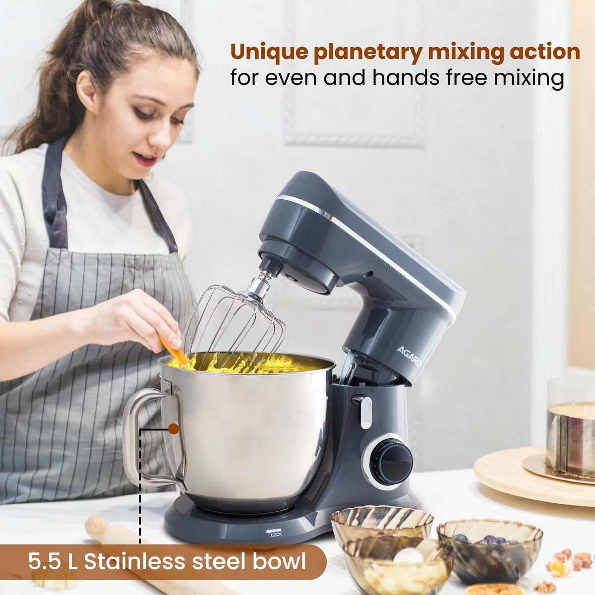 AGARO Elegant Stand Mixer,1400W - Black