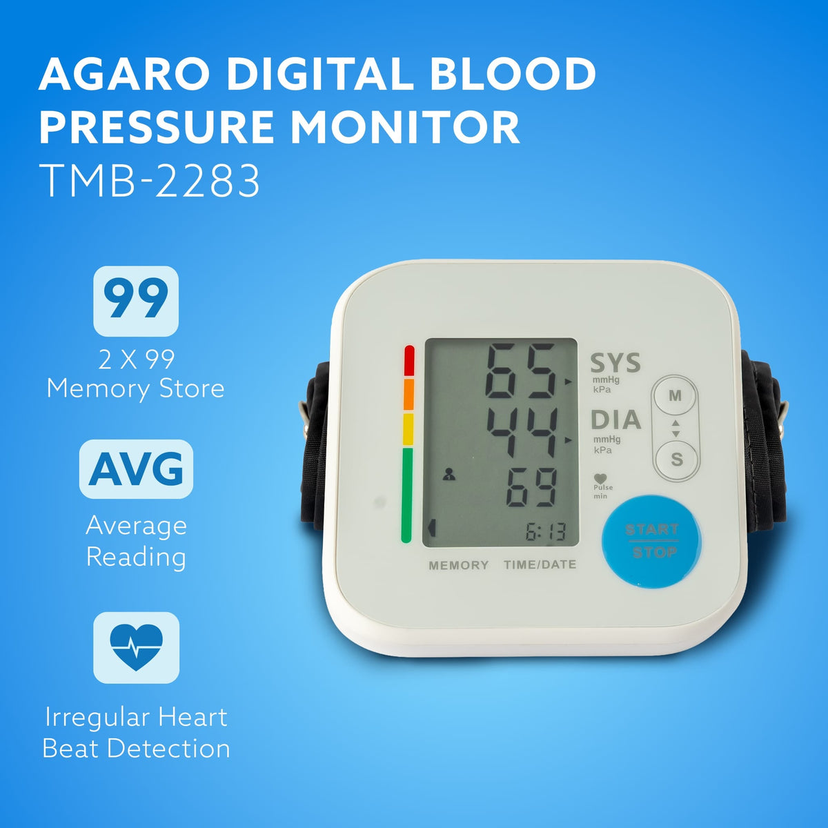 AGARO Automatic Portable Digital Blood Pressure Monitor TMB-2283 for Home Use-2