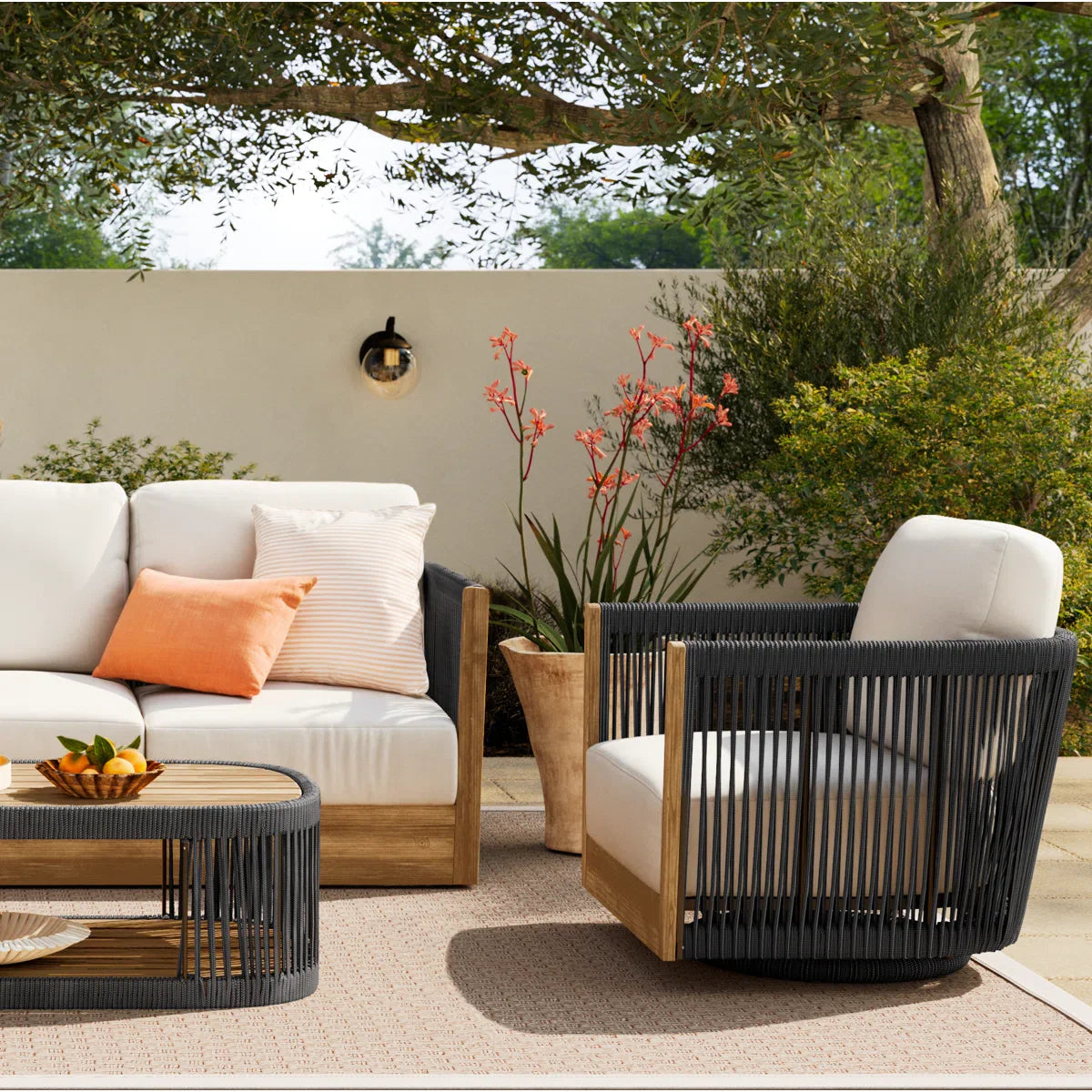 Yofora Outdoor Sofa Set 3 Seater , 2 Single seater and 1 Center Table Braided & Rope