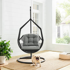 Eloisa Single Seater Hanging Swing With Stand For Balcony , Garden (Black) Braided & Rope (Copy)