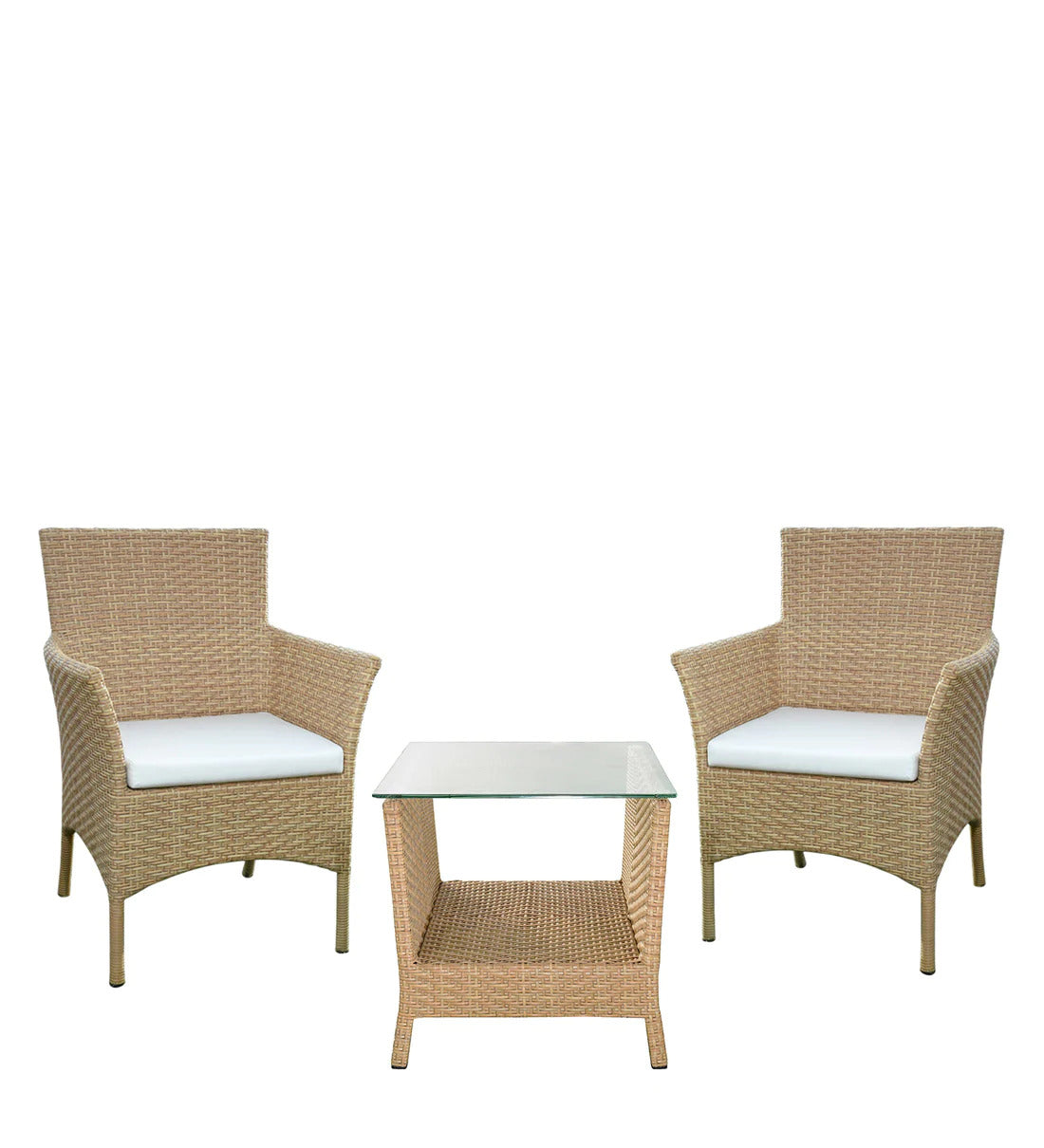 Babai Outdoor Patio Seating Set 2 Chairs and 1 Table Set (Cream)