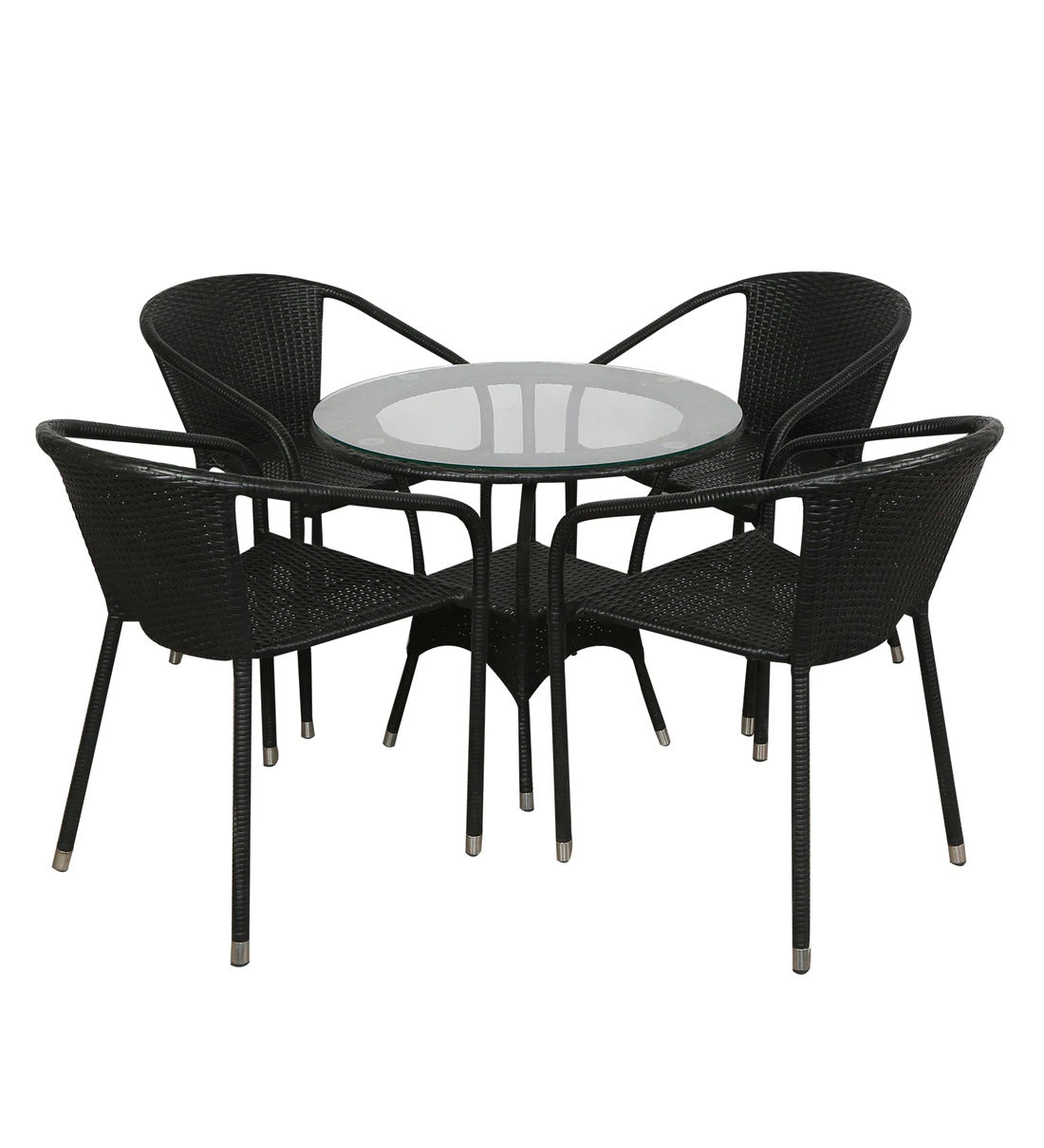 Duke Outdoor Patio Seating Set 4 Chairs and 1 Table Set (Black)
