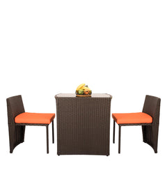 Diski Outdoor Patio Seating Set 2 Chairs and 1 Table Set (Brown)