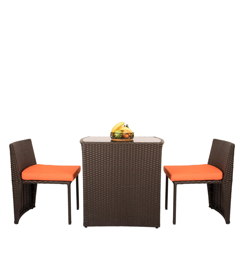 Diski Outdoor Patio Seating Set 2 Chairs and 1 Table Set (Brown)