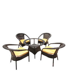 Dona Outdoor Patio Seating Set 4 Chairs and 1 Table Set (Brown)