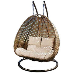 Rosannah Double Seater Hanging Swing With Stand For Balcony , Garden Swing (Gold)