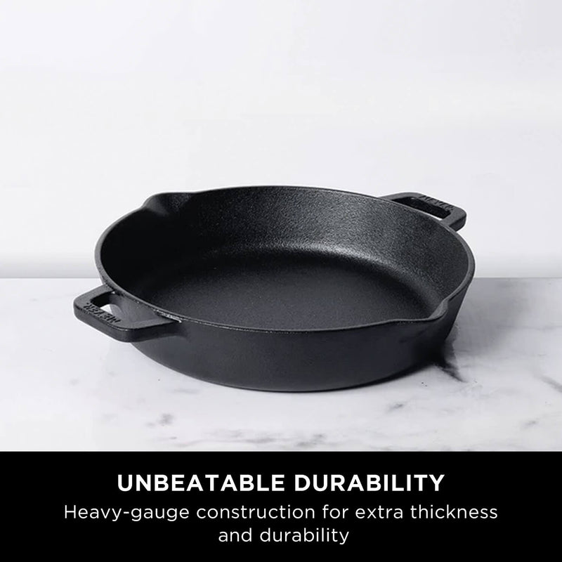 Meyer Pre Seasoned Cast Iron 2pcs Set (24cm Frypan/Skillet + 26cm Curved Roti Tawa)