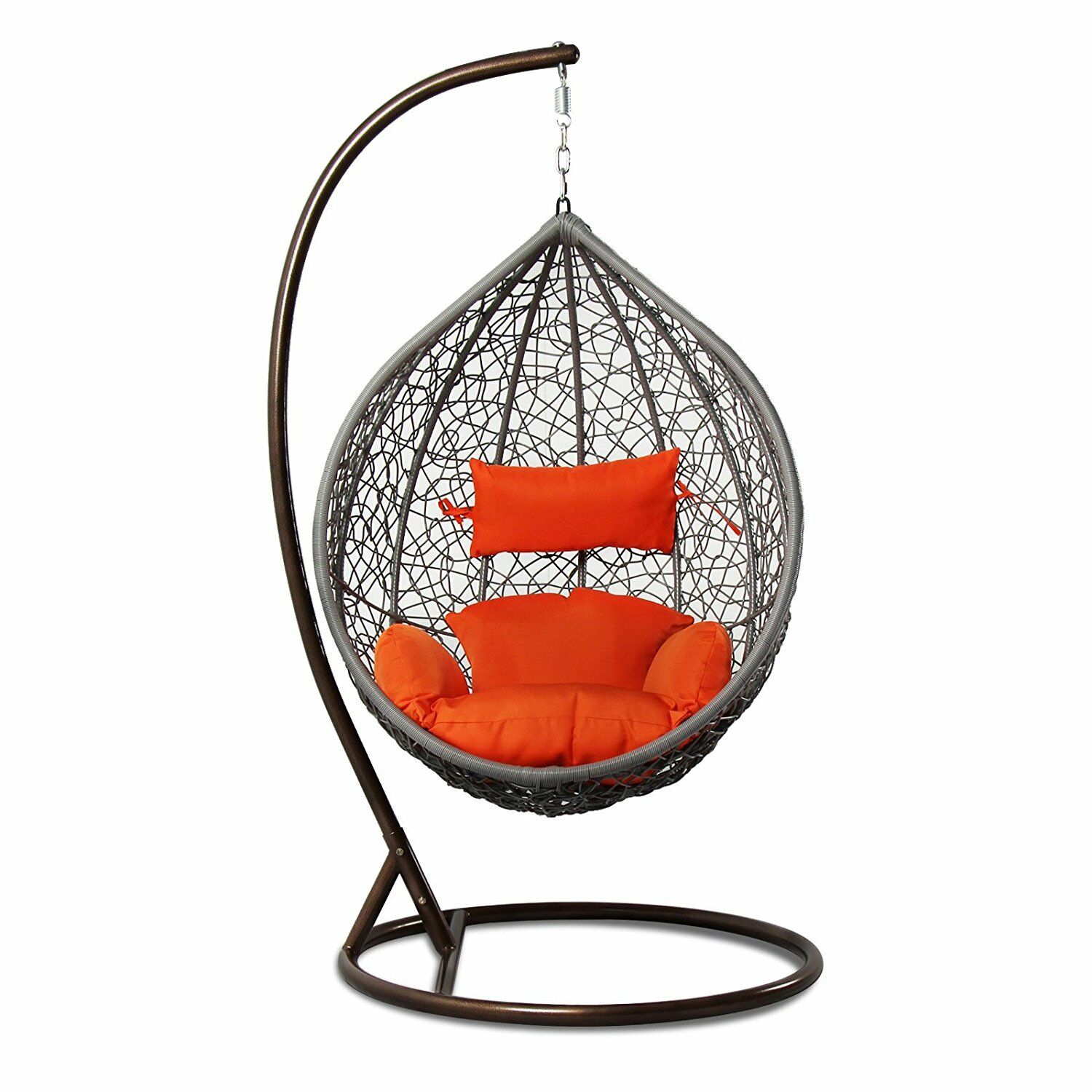 Conti Single Seater Hanging Swing With Stand For Balcony , Garden Swing (Silver)