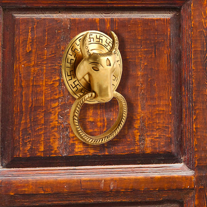 Brass Cow Face Door Knocker (6.5 Inch)