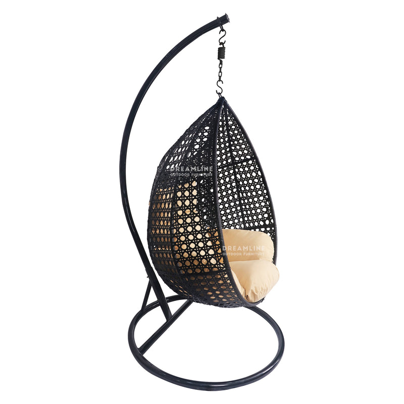 Piro Single Seater Hanging Swing With Stand For Balcony , Garden Swing (Dark Brown)