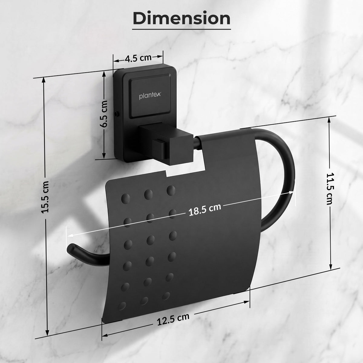 Plantex 304 Garde Stainless Steel Toilet Paper Roll Holder/Toilet Paper Holder in Bathroom/Kitchen/Bathroom Accessories - Darcy (Black)-2