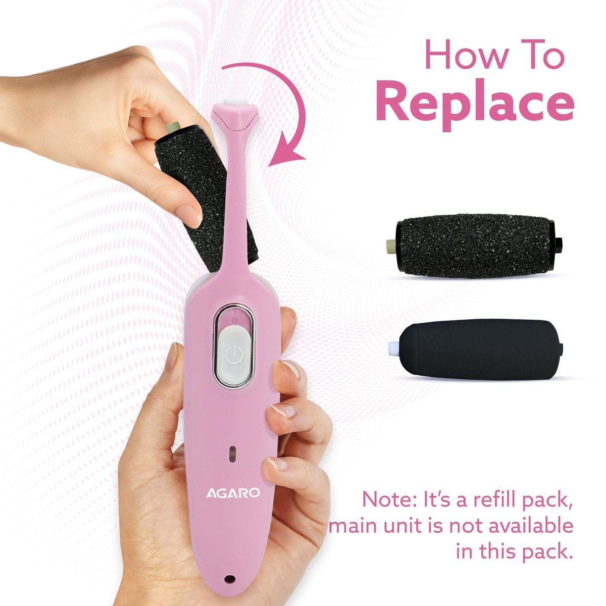 AGARO Callus Remover Replaceable Heads, 2 Pcs, Callus & Dead Skin Removal Filer, Pedicure at Home