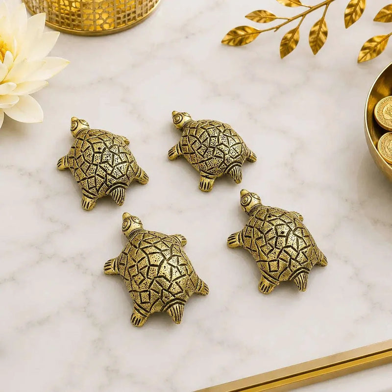 Brass Tortoise Vastu/Feng Shui Set Of Four (1 Inch)