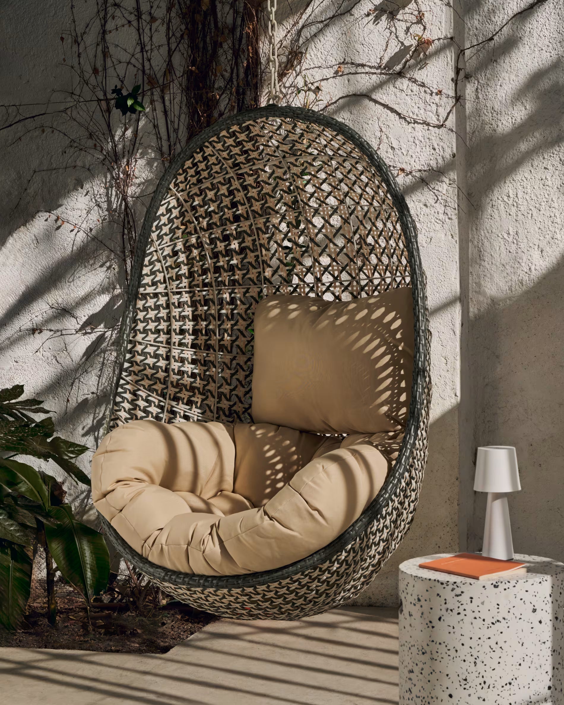 Fabula Single Seater Hanging Swing Without Stand For Balcony, Garden Swing (Beige)