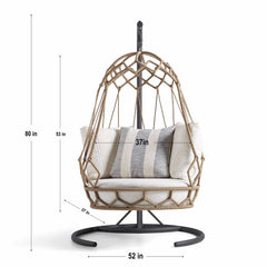 Fiona Single Seater Hanging Swing With Stand For Balcony , Garden (Natural Brown) Braided & Rope