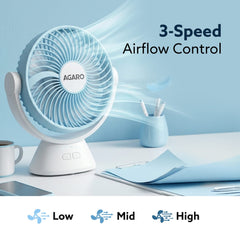 AGARO Delight Mini Desk Fan, Rechargeable & Portable-2