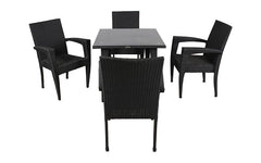 Brishti Outdoor Patio Seating Set 4 Chairs and 1 Table Set (Black)