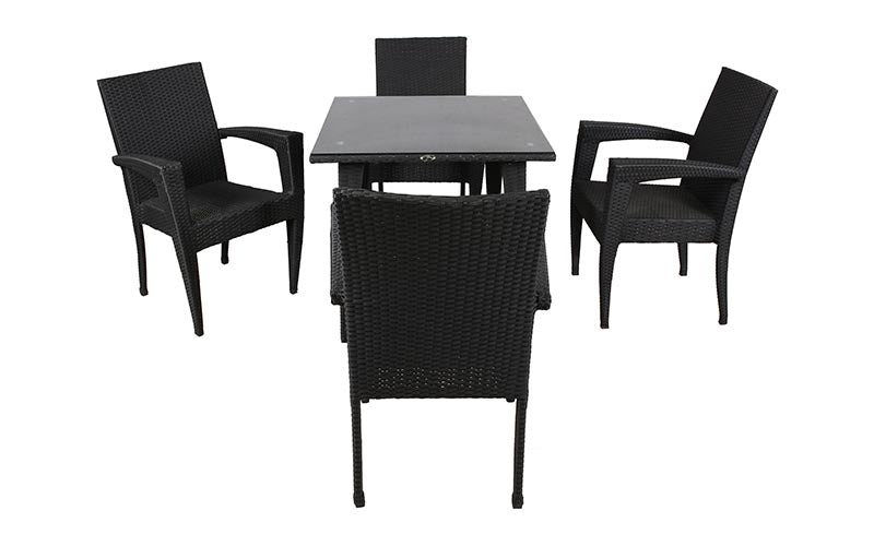 Brishti Outdoor Patio Seating Set 4 Chairs and 1 Table Set (Black)