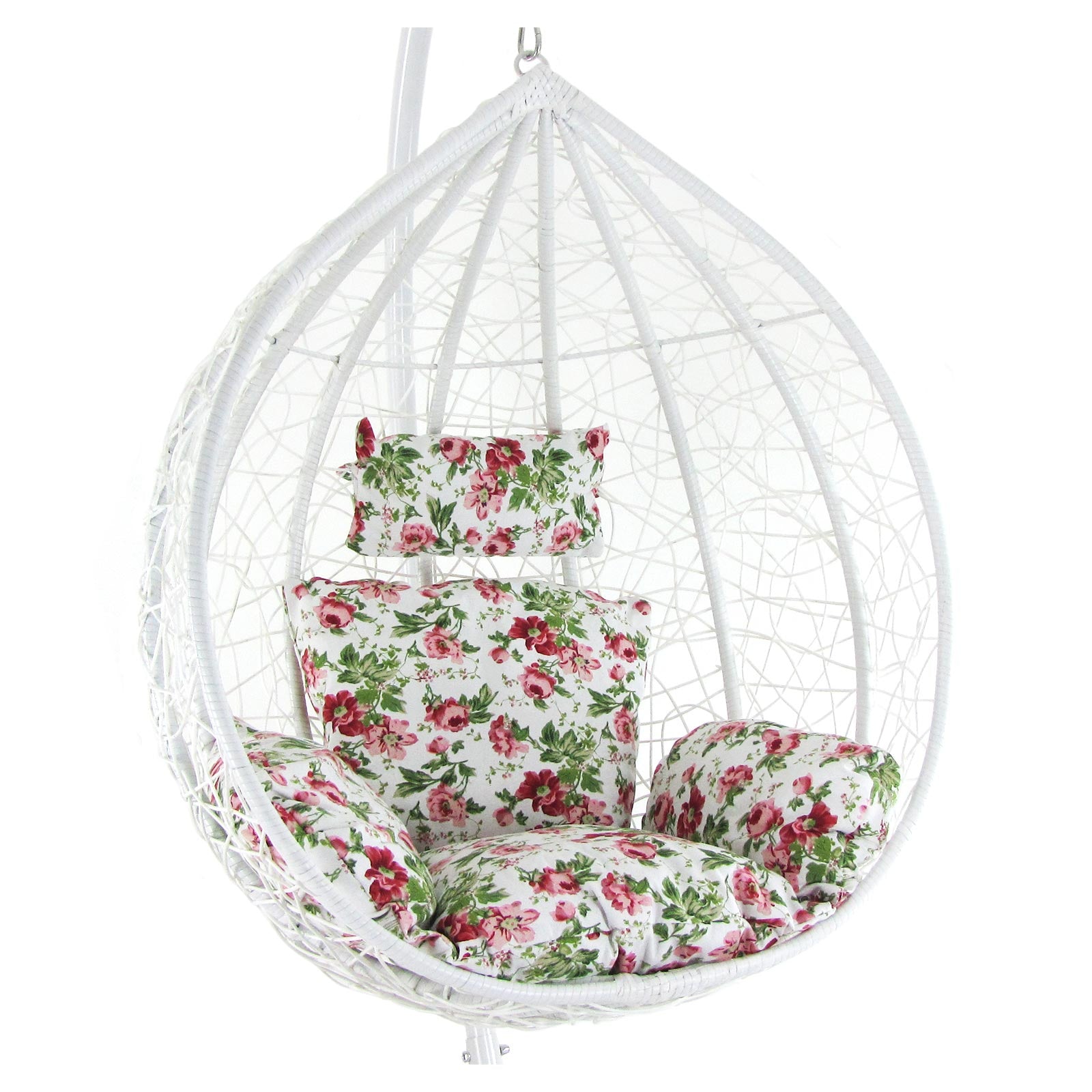 Faustino Single Seater Hanging Swing With Stand For Balcony , Garden Swing (White)