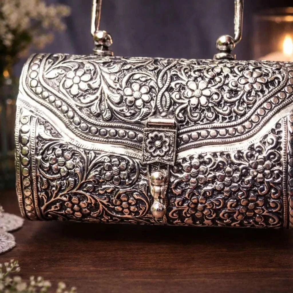 Brass Silver Plated Purse / Clutch bag (8.5 Inch)
