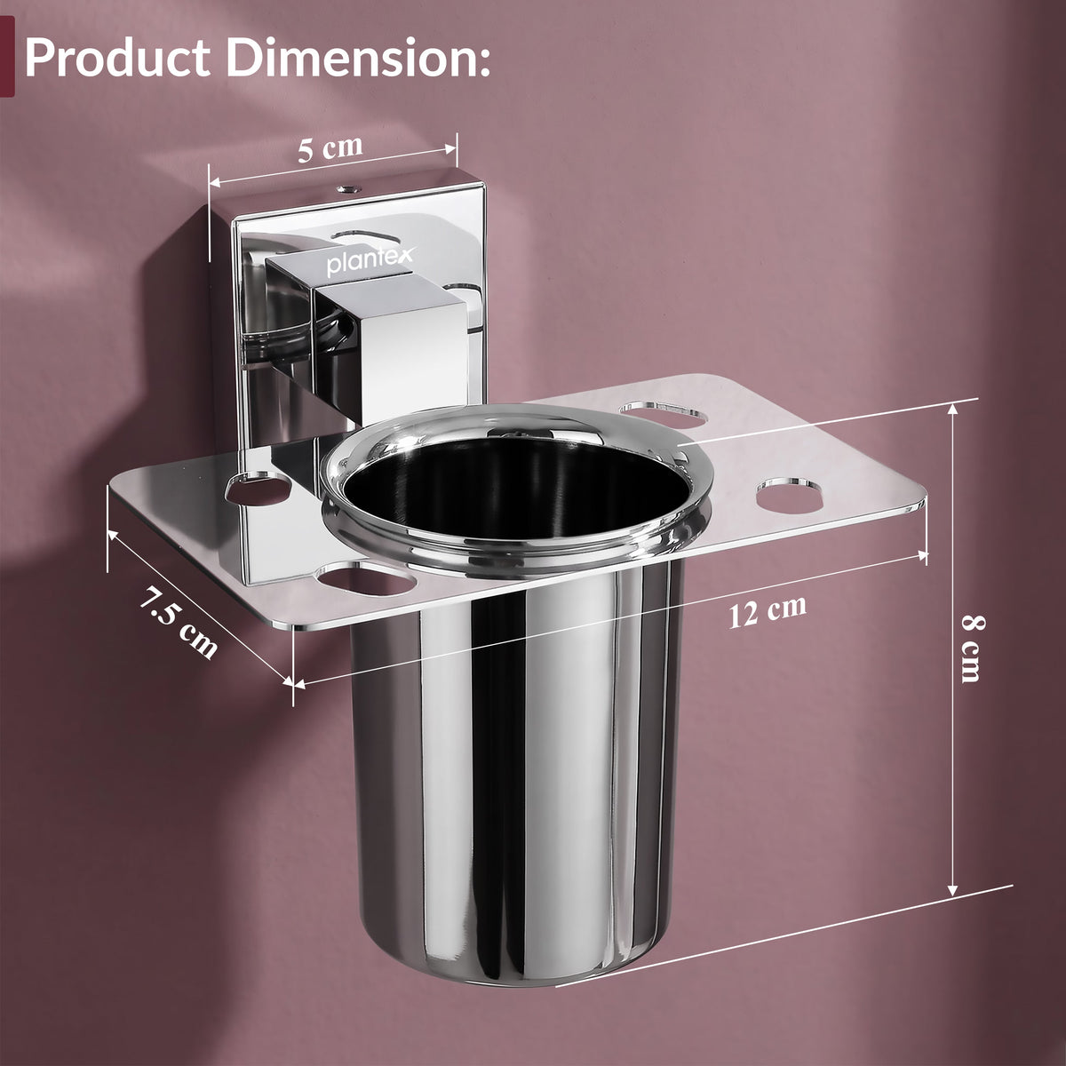 Plantex Stainless Steel Toothbrush Holder for Bathroom/Wall Mounted Toothbrush Holder/Bathroom Accessories - (Chrome)-2