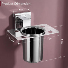 Plantex Stainless Steel Toothbrush Holder for Bathroom/Wall Mounted Toothbrush Holder/Bathroom Accessories - (Chrome)-2