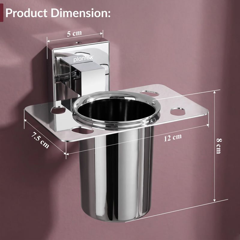 Plantex Stainless Steel Toothbrush Holder for Bathroom/Wall Mounted Toothbrush Holder/Bathroom Accessories - (Chrome)-2