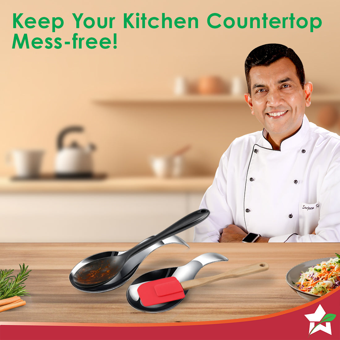 Wonderchef Ambrosia Stainless-steel Spoon Rest 2 Pc. Set for Home, Kitchen Platform and Dining Table, Keep Ladle, Spatul