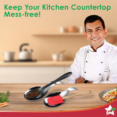 Wonderchef Ambrosia Stainless-steel Spoon Rest 2 Pc. Set for Home, Kitchen Platform and Dining Table, Keep Ladle, Spatul