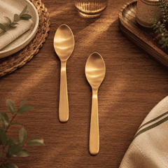 Brass Matt Fork & Spoon Set (7 Inch)