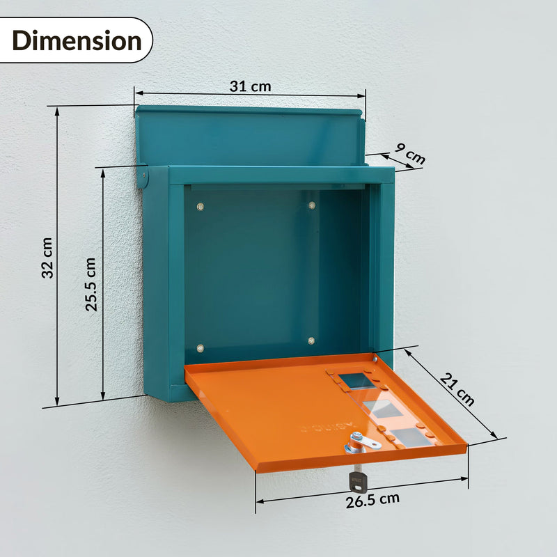Plantex GI Steel Letter Box/Complaint Box/Small Suggestion Box for Office/Post Box for Home/Wall Mount Mail Box - (Green & Orange)-2