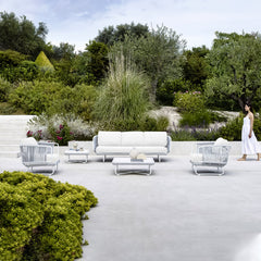 Astor Outdoor Garden Balcony Sofa Set 3 Seater , 2 Single Seater and 1 Center Table Set Braid & Rope (Grey-Off White)