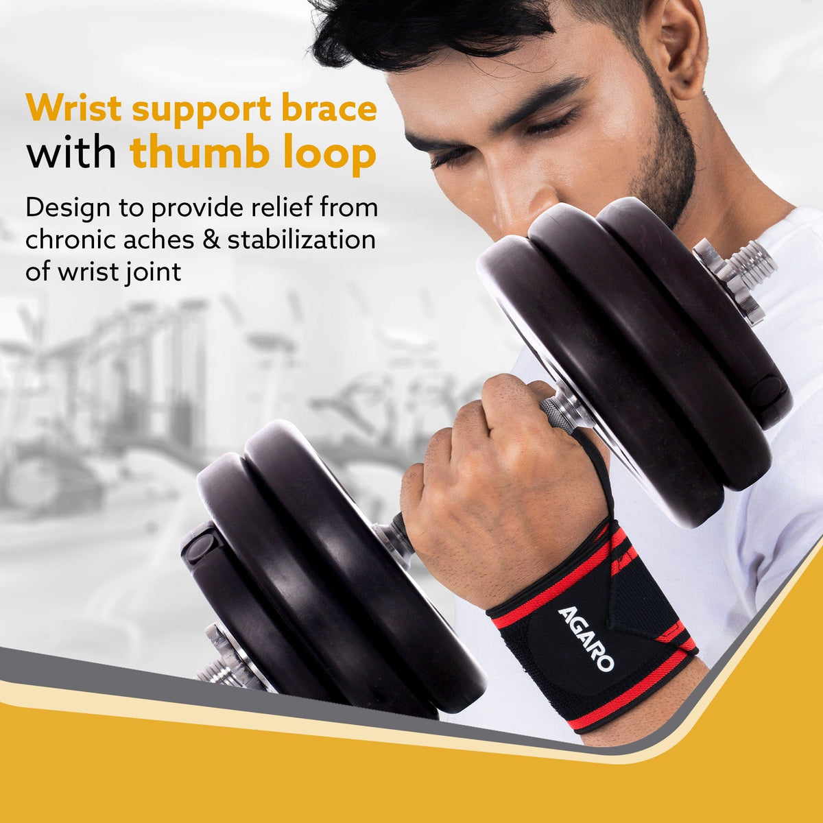 AGARO Wrist Support with Thumb Loop Straps, for Gym, Fitness & Weightlifting, Made of Velcro & Elastic Band, for Men & W