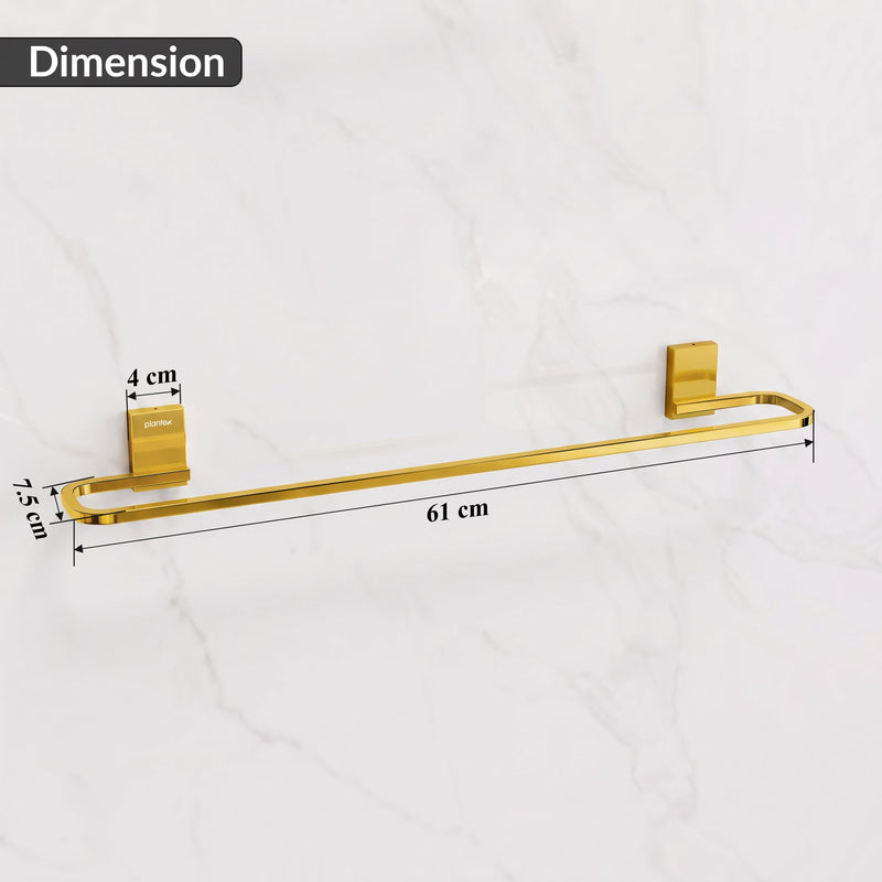 Plantex 304 Grade Stainless Steel 24 inch Single Towel Rod for Bathroom/Hand Towel Holder/Towel Hanger/Bathroom Accessories, Crystal (PVD Gold)-2